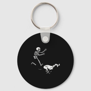 Funny Meme Ghound Running Skeleton Halloween Key Ring