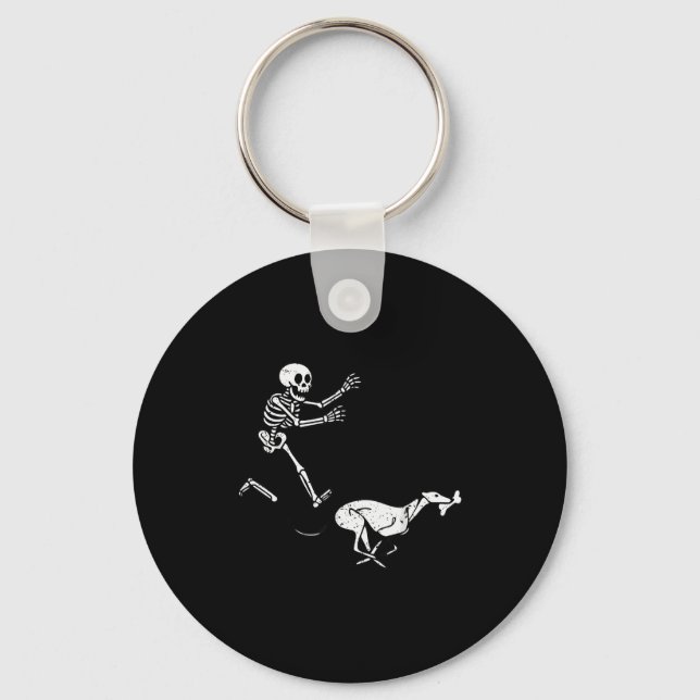 Funny Meme Ghound Running Skeleton Halloween  Key Ring (Front)