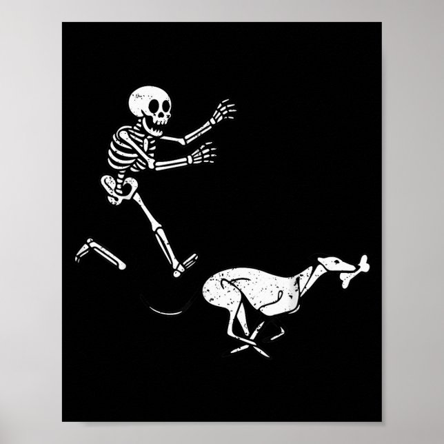 Funny Meme Ghound Running Skeleton Halloween  Poster (Front)