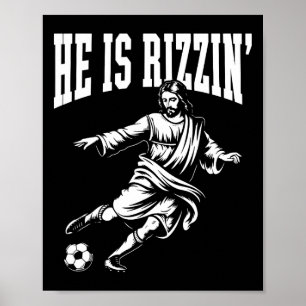 Funny Meme God Christian Christmas He Is Rizzin Je Poster