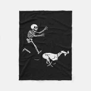 Funny Meme Greyhound Running Skeleton Halloween Fleece Blanket