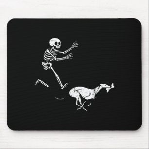 Funny Meme Greyhound Running Skeleton Halloween  Mouse Mat