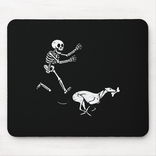 Funny Meme Greyhound Running Skeleton Halloween  Mouse Mat (Front)