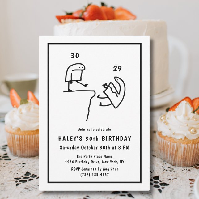 Funny Meme Humour Simple Black White 30th Birthday Invitation (Creator Uploaded)