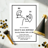 Funny Meme Humour Simple Black White 80th Birthday