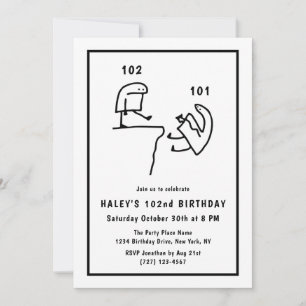 Funny Meme Humour Simple White 102nd Birthday Invitation