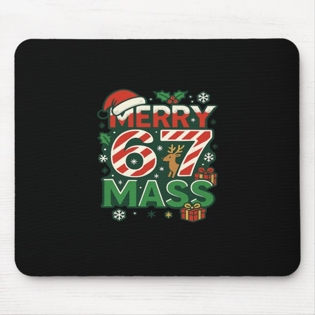Funny Meme Merry 67 M Candy Cane Christmas Numbers Mouse Mat (Front)