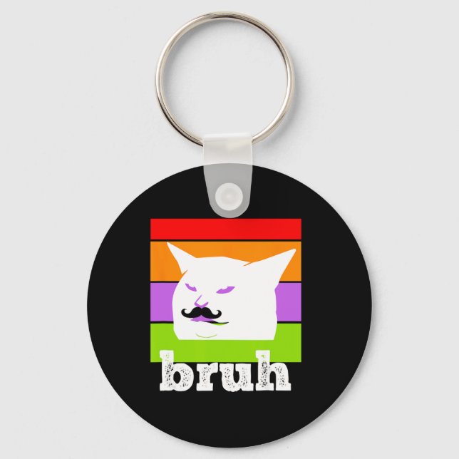 Funny Meme Saying Bruh With Cat-cinco De Mayo-mexi Key Ring (Front)