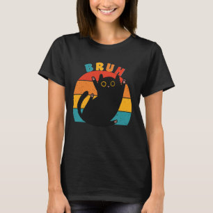 Funny Meme saying Bruh with Cute Cat Teens Boys Fo T-Shirt