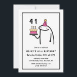 Funny Meme Simple Black & White 41st Birthday Invitation<br><div class="desc">Add a touch of humour to your 41st Birthday celebration with our Funny Meme themed invitation! Dive into a fun-filled event inspired by popular memes in a sleek black and white design. Customise your invite now and let the good times roll. Personalise the invite with your details and if you...</div>