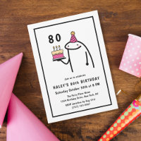 Funny Meme Simple Black & White 80th Birthday