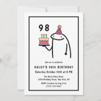 Funny Meme Simple Black & White 98th Birthday