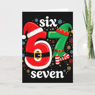 Funny Meme Six Seven 67 Elf 6 7 Santa Christmas Pa Card