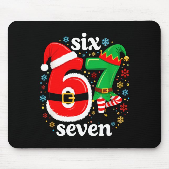 Funny Meme Six Seven 67 Elf 6 7 Santa Christmas Pa Mouse Mat (Front)