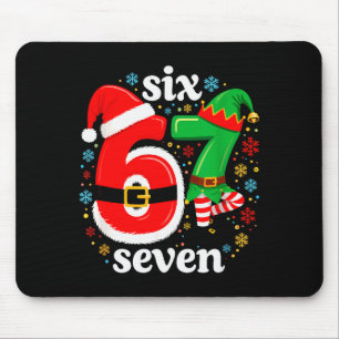 Funny Meme Six Seven 67 Elf 6 7 Santa Christmas Pa Mouse Mat