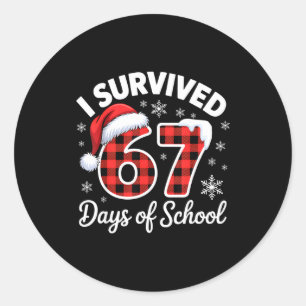 Funny Meme Six Seven Christmas I Survived 67 Days  Classic Round Sticker