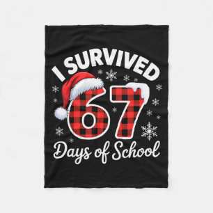 Funny Meme Six Seven Christmas I Survived 67 Days Fleece Blanket