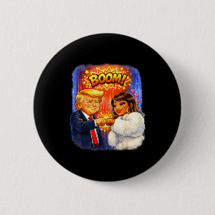 Funny meme trump &amp; nicki high five for fun  6 cm round badge
