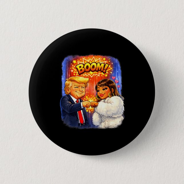 Funny meme trump &amp; nicki high five for fun  6 cm round badge (Front)