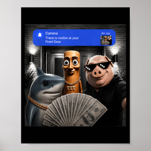 Funny Meme Tung Tung Tung Sahur Pig Man Meme Poster