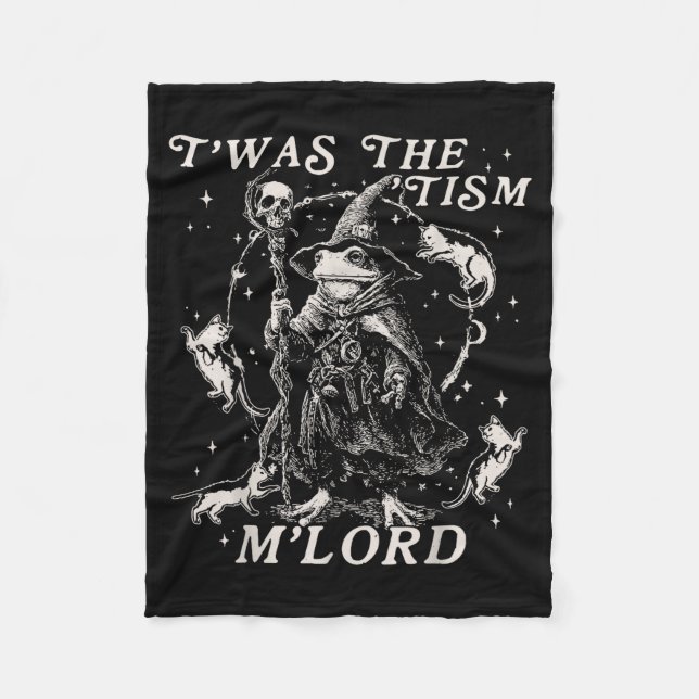 Funny Meme Twas The Tism M Lord Autism Frog Graphi Fleece Blanket (Front)