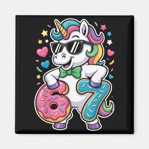 Funny Meme Unicorn Girls Kids Six Seven 6-7 Brainr Magnet