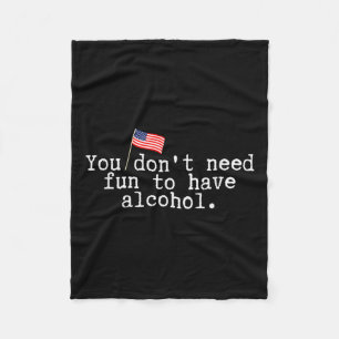 Funny Memorial Day American Flag Beer Drinking Pic Fleece Blanket