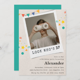 Funny Men 37th birthday invitations Fun Photo