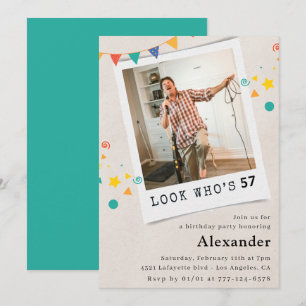 Funny Men 57th birthday invitations Fun Photo