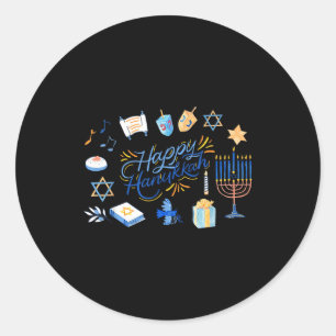 Funny Menorah Hanukkah 2025 Meowzel Chanukah Jewis Classic Round Sticker