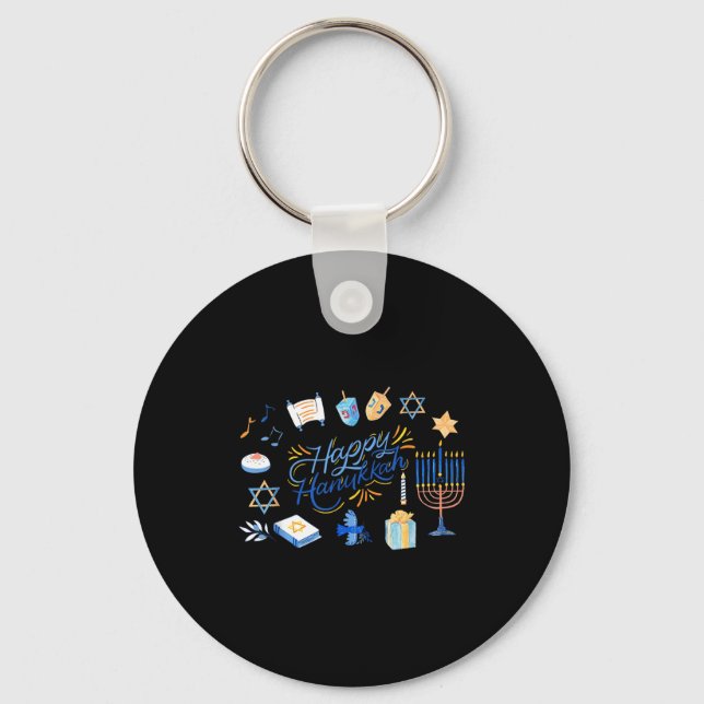 Funny Menorah Hanukkah 2025 Meowzel Chanukah Jewis Key Ring (Front)