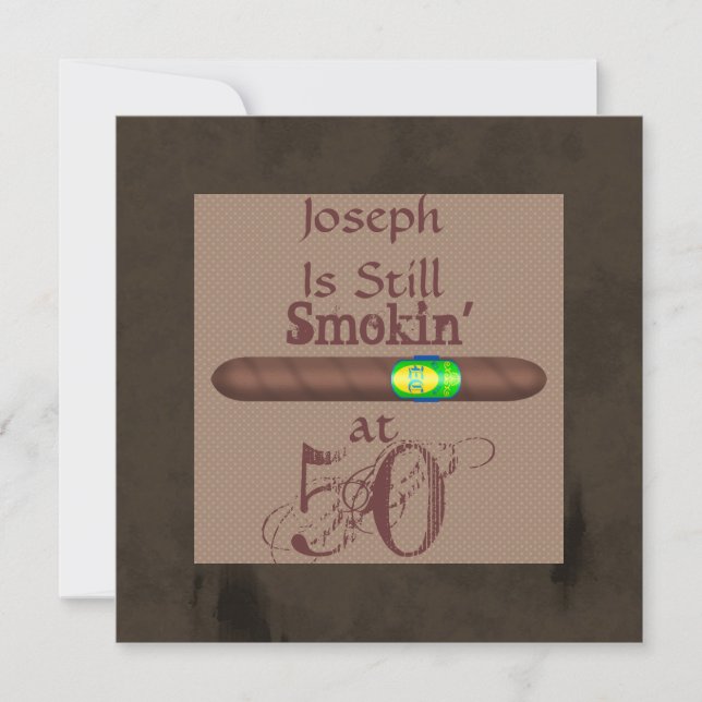 FUNNY Men's 50th Birthday Cigar Invitations (Front)