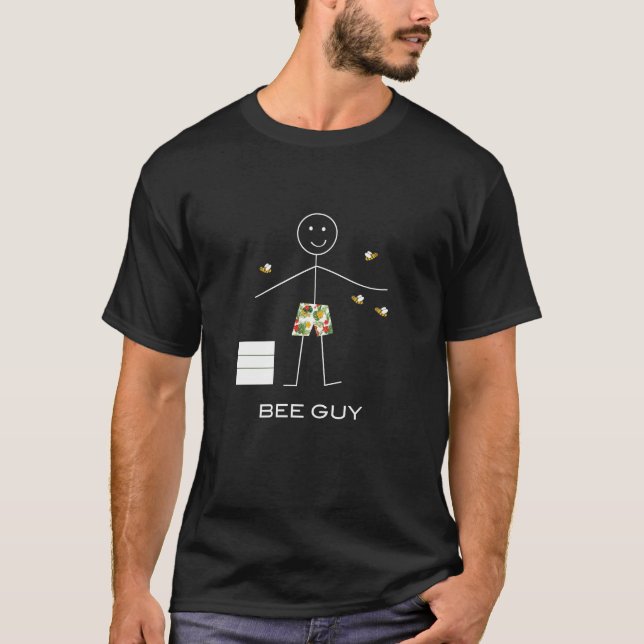 Funny Mens Beekeeper Stick Bee Guy T-Shirt (Front)