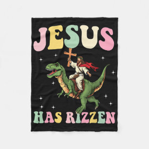 Funny Mens Boys Easter Shirt Jesus Has Rizzen  Fleece Blanket