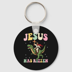 Funny Mens Boys Easter Shirt Jesus Has Rizzen Key Ring