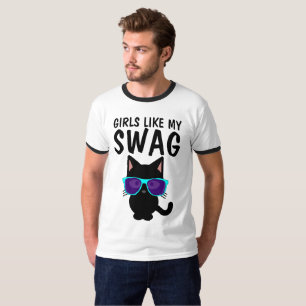 Funny Men's Cat t-shirts, GIRLS LIKE MY SWAG T-Shirt