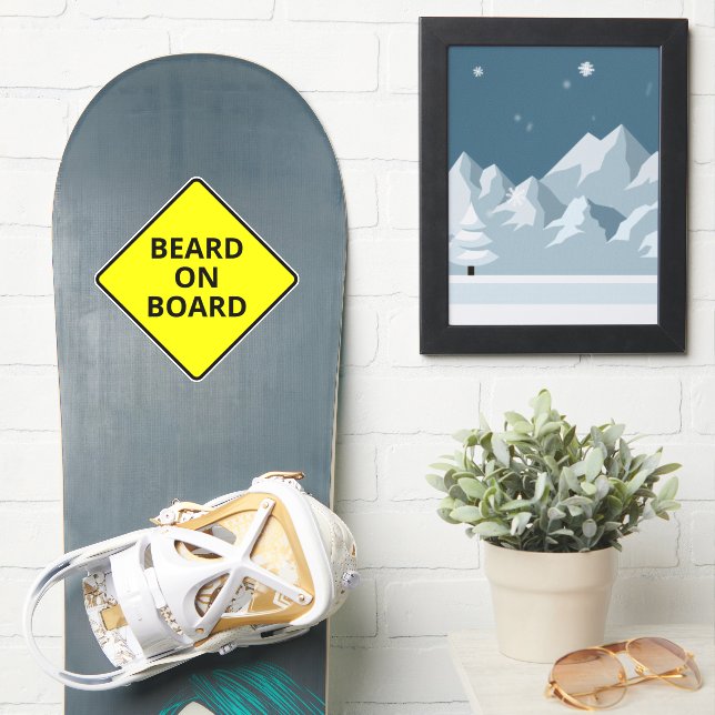 Funny Men's Caution Beard on Board Snowboard Deck (Snowboard)
