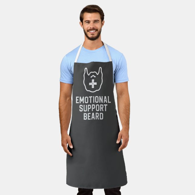 Funny Men's Emotional Support Beard Joke Gift Apron (Worn)