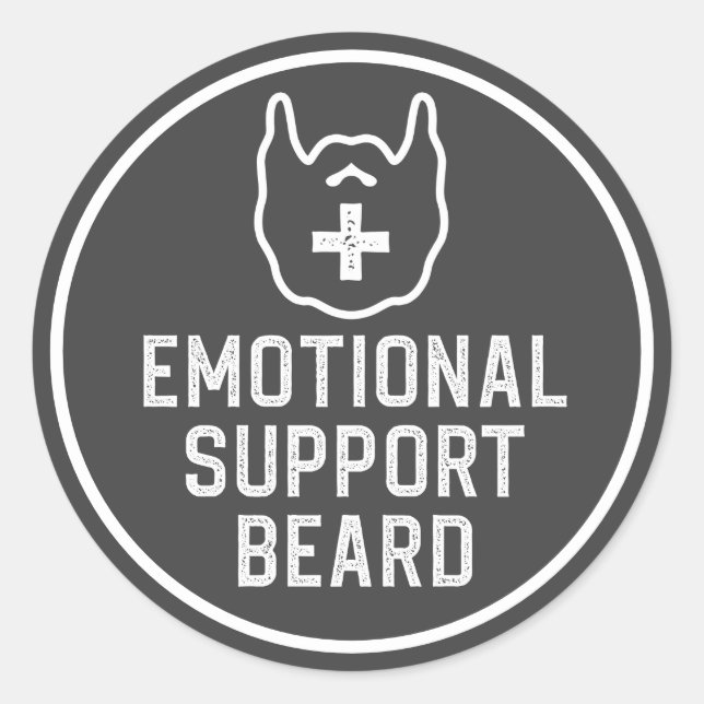 Funny Men's Emotional Support Beard Joke Gift Classic Round Sticker (Front)