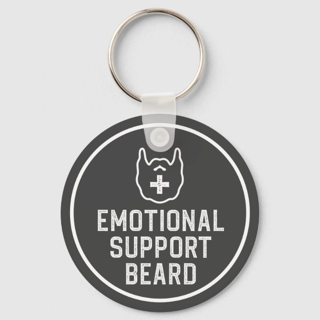 Funny Men's Emotional Support Beard Joke Gift Key Ring (Front)