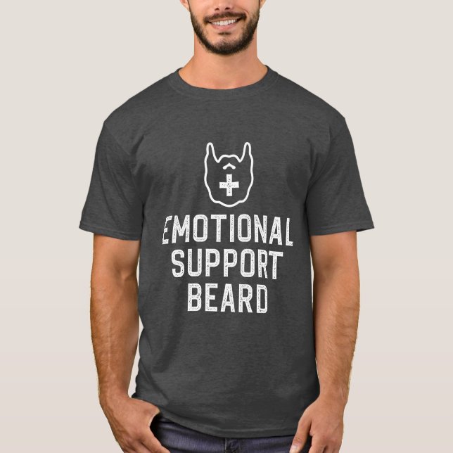 Funny Men's Emotional Support Beard Joke Gift T-Shirt (Front)