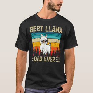 Funny Mens Llama Vintage Best Llama Dad Ever Fath T-Shirt