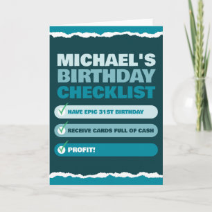 Funny Men's Name Blue Checklist Profit Birthday  Card