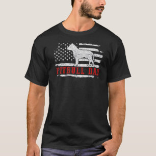 Funny Mens Pit Bull Dad Distressed American Flag P T-Shirt