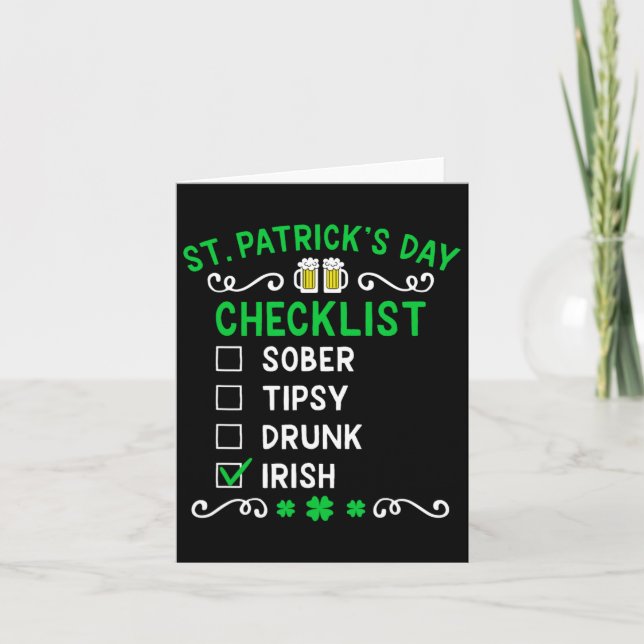 Funny Mens St Patricks Day Drunk  Card (Front)