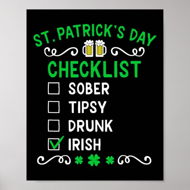 Funny Mens St Patricks Day Drunk  Poster (Front)