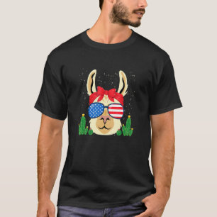 Funny Mens Usa Patriotic Llama Animal Cactus Ame T-Shirt