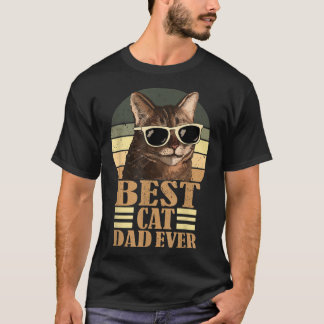 Funny Mens Vintage Retro Best Cat Dad Ever  T-Shirt