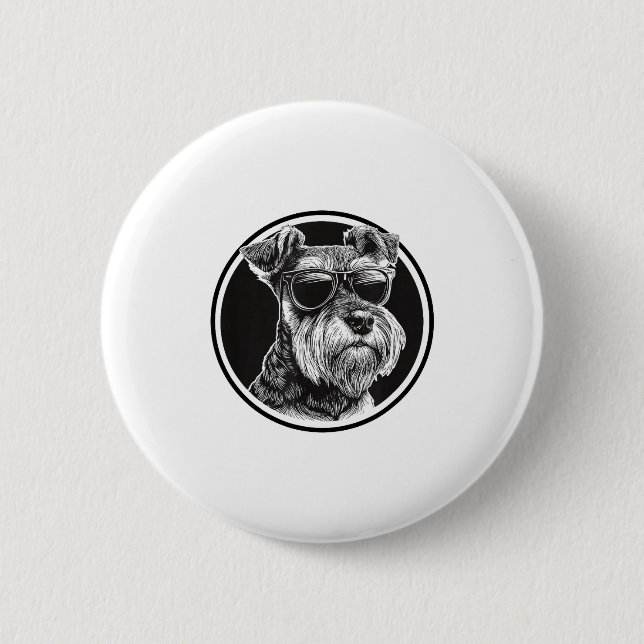 Funny Mens Womens Sungles Logo Miniature Schnauzer 6 Cm Round Badge (Front)