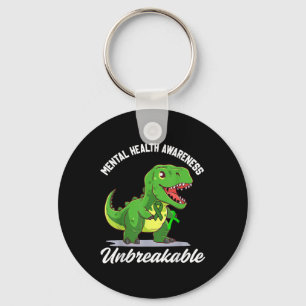 Funny Mental Health Awareness Unbreakable Dinosaur Key Ring